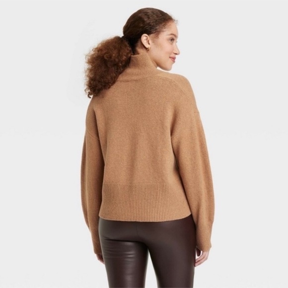 A New Day Camel Mockneck Sweater Size Large - Picture 1 of 8